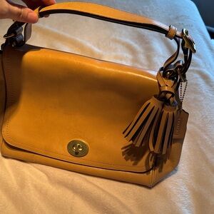 Coach Caramel Leather Shoulder Bag with Tassel